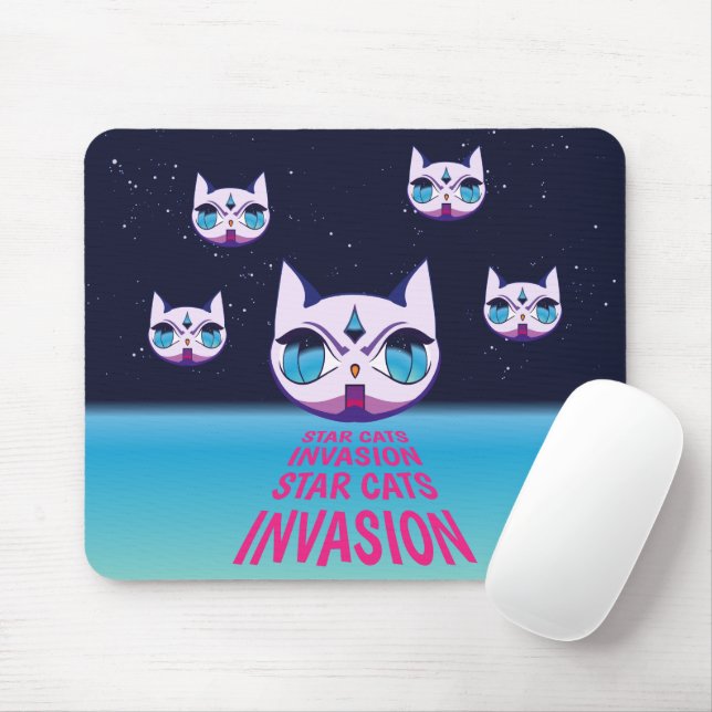 Star Cats Invasion Mouse Pad (With Mouse)