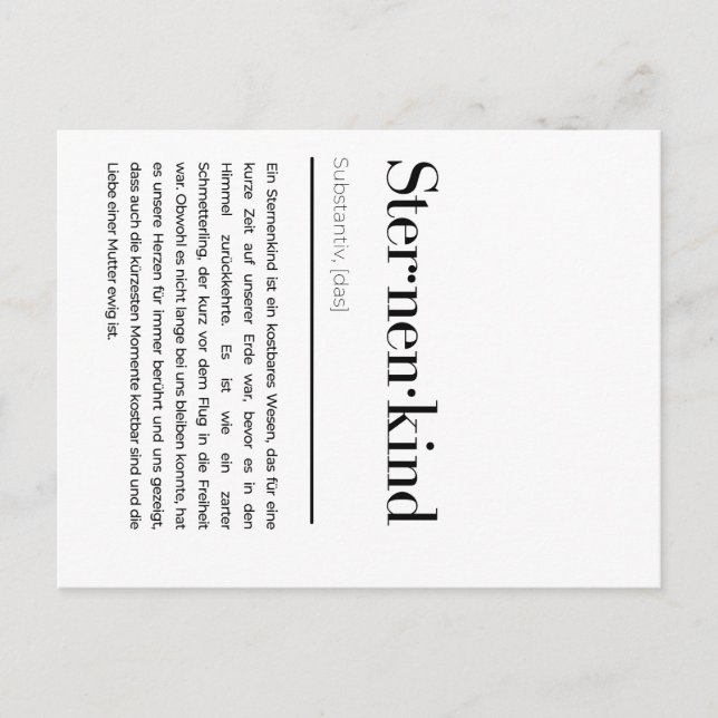 Star child Card Duden - mourning card Mama (Front)