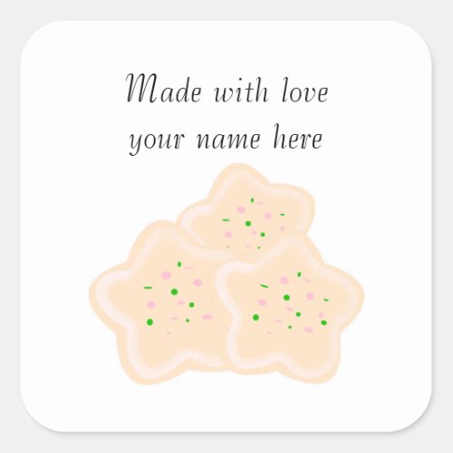 Star Christmas Cookies Personalized Square Sticker