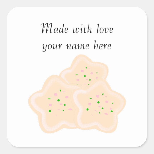 Star Christmas Cookies Personalized Square Sticker (Front)