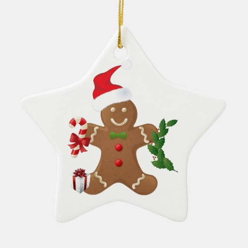 Star Christmas Ornament Gingerbread Man Ceramic Ornament