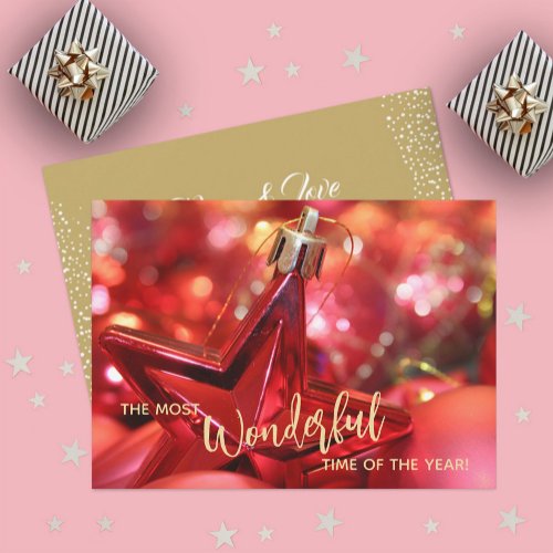 Star Christmas Ornaments Flat Holiday Card