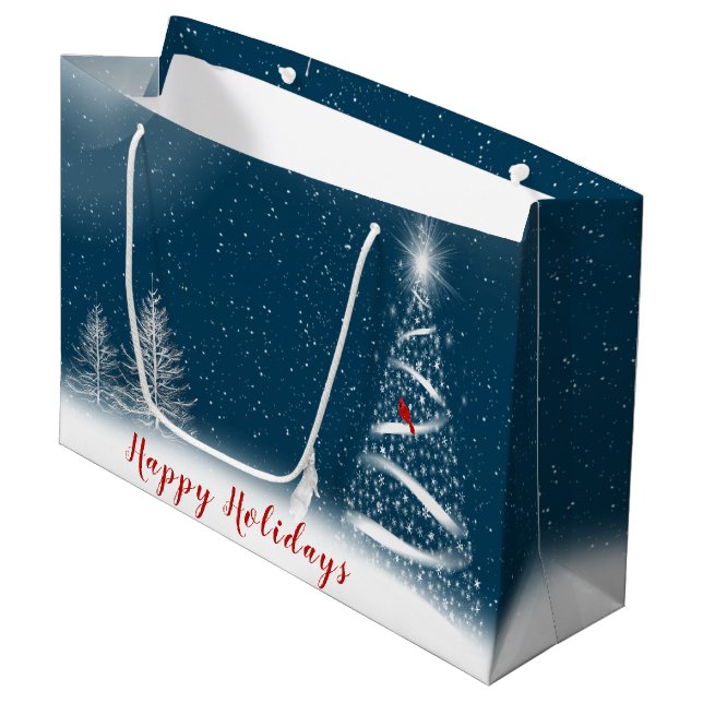 Star Christmas Tree and Bunny Large Gift Bag (Front Angled)