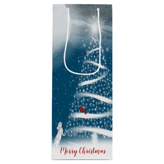 Star Christmas Tree and Moon Wine Gift Bag (Front)