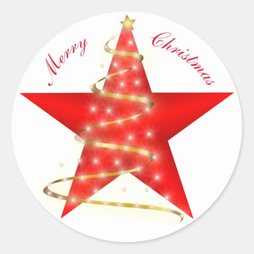 Star Christmas Tree  Classic Round Sticker
