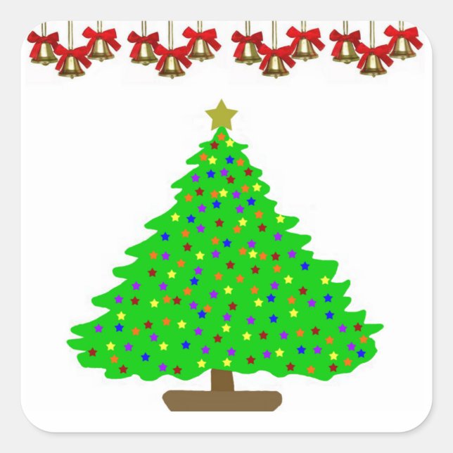 Star Christmas Tree Square Sticker (Front)