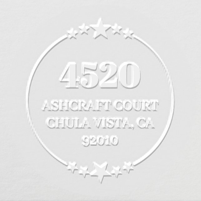 Star Circle Address Large Street Number Embosser (Design)