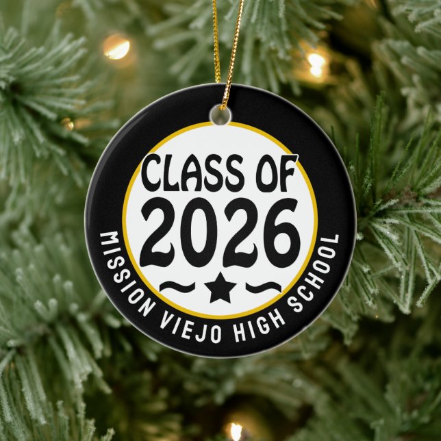 Star Class of 2026 Photo Graduation Ceramic Ornament (Tree)