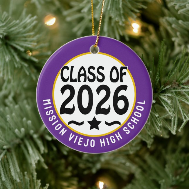 Star Class of 2026 Photo Graduation Ceramic Ornament (Tree)