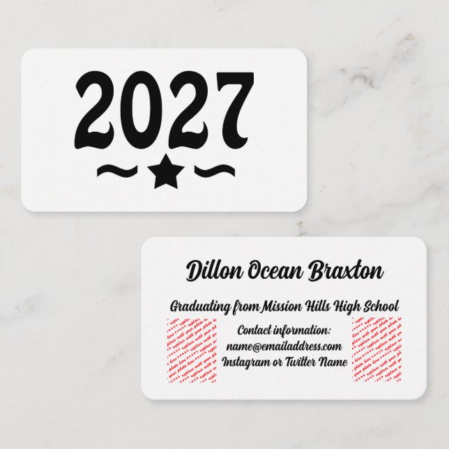 Star Class of 2027 Graduation Enclosure Card (Front/Back)