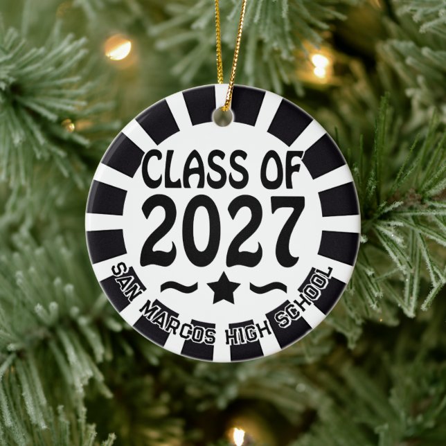 Star Class of 2027 Photo Graduation Ceramic Ornament (Tree)