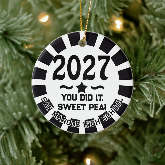 Star Class of 2027 Photo Graduation Ceramic Ornament (Tree)