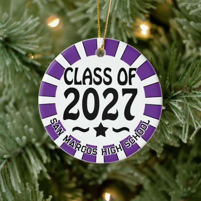 Star Class of 2027 Photo Graduation Ceramic Ornament (Tree)