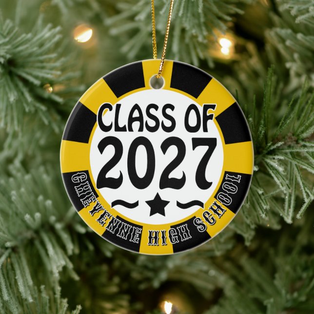 Star Class of 2027 Photo Graduation Ceramic Ornament (Tree)