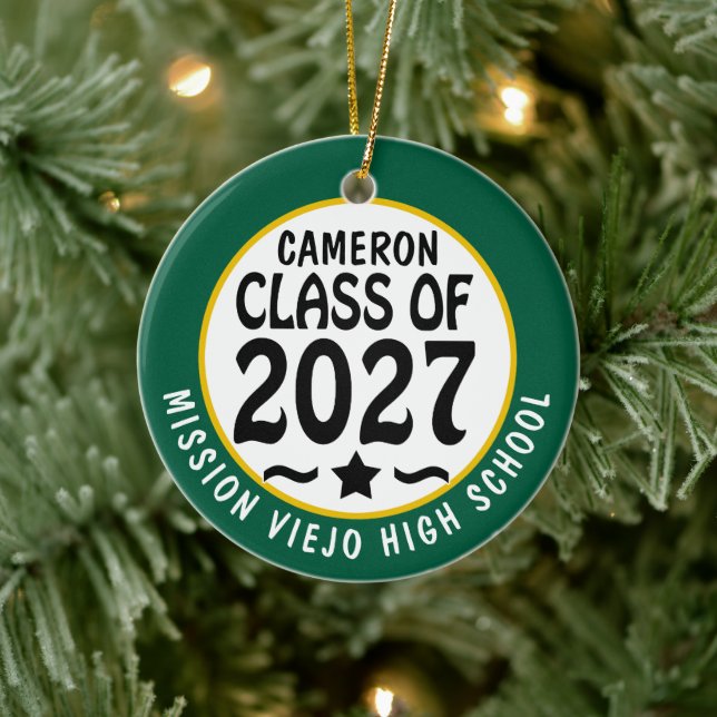 Star Class of 2027 Photo Graduation Ceramic Ornament (Tree)