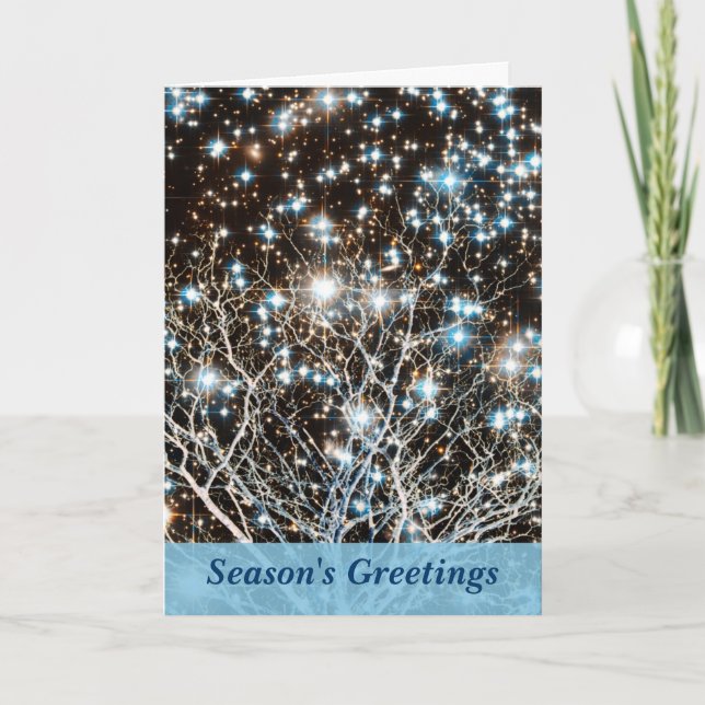 Star Cluster and White Tree Christmas Holiday Card (Front)