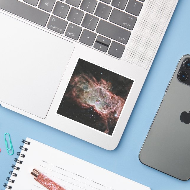 Star Clusters In The Center Of The Flame Nebula. Sticker (Laptop w/ iPhone)