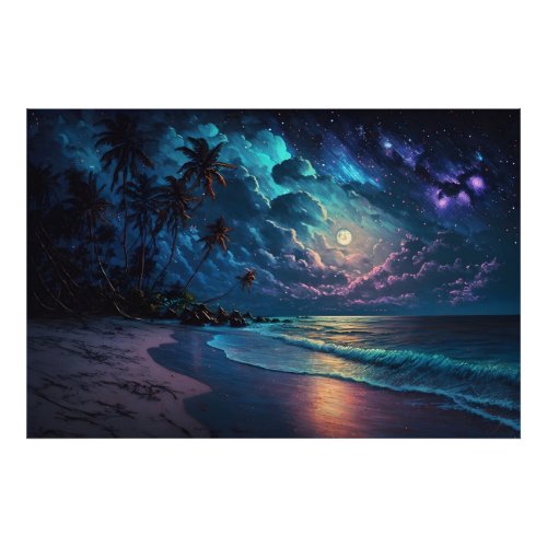 Star Coast Maldives Night Beach Photo Print