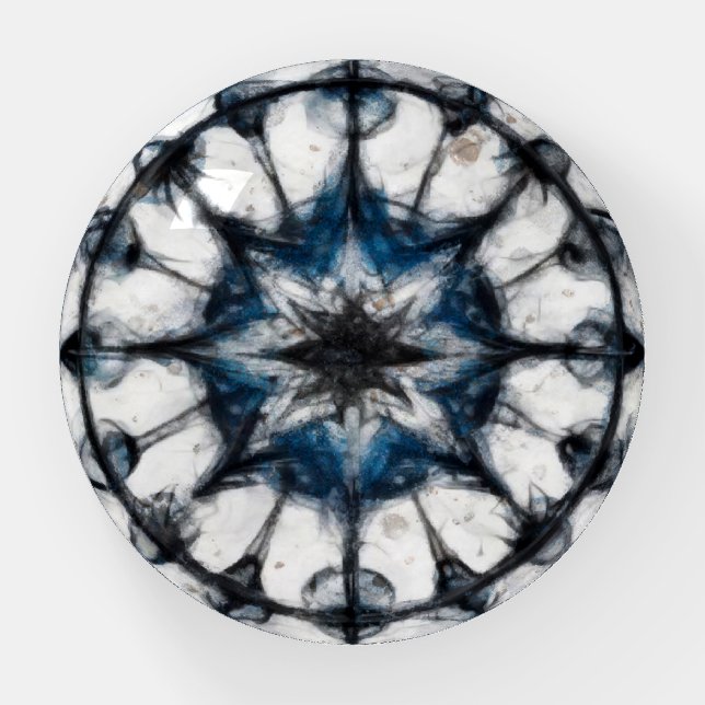 Star Compass Mandala Glass Paperweight (Front)