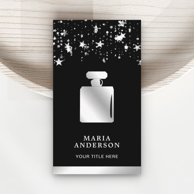 Star Confetti Fragrance Silver Foil Perfume Bottle Business Card (Creator Uploaded)