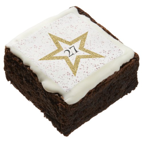 Star Confetti Special Number Pink Gold White Party Brownie