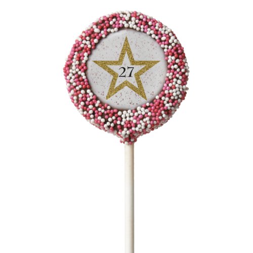 Star Confetti Special Number Pink Gold White Party Chocolate Covered Oreo Pop