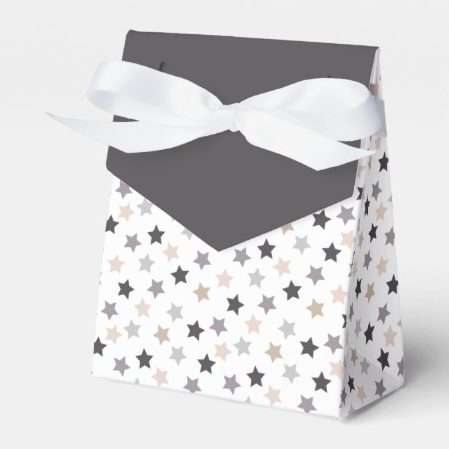 Star Confetti (Warm Neutrals - Black) Favor Boxes (Front Side)