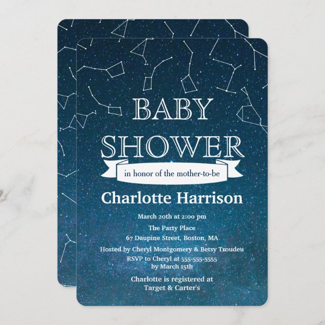 Star Constellations Space Baby Shower Invitation (Front/Back)