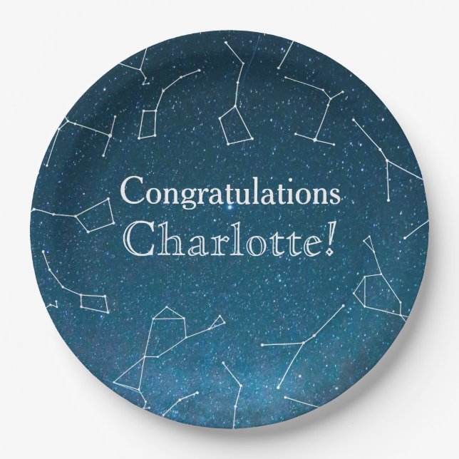 Star Constellations Space Baby Shower Paper Plates (Front)