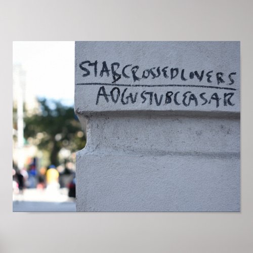 Star Crossed Lovers Shakespeare Graffiti NYC Poster