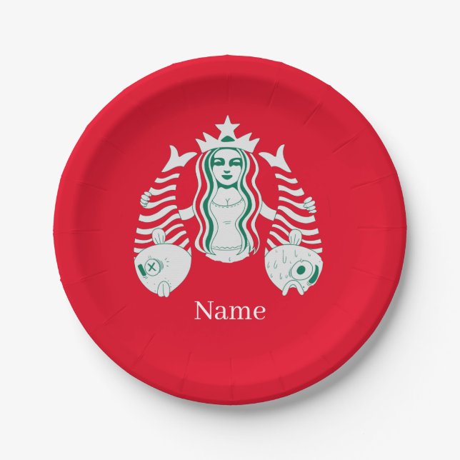 Star-Crown Queen Mermaid Thunder_Cove Paper Plates (Front)