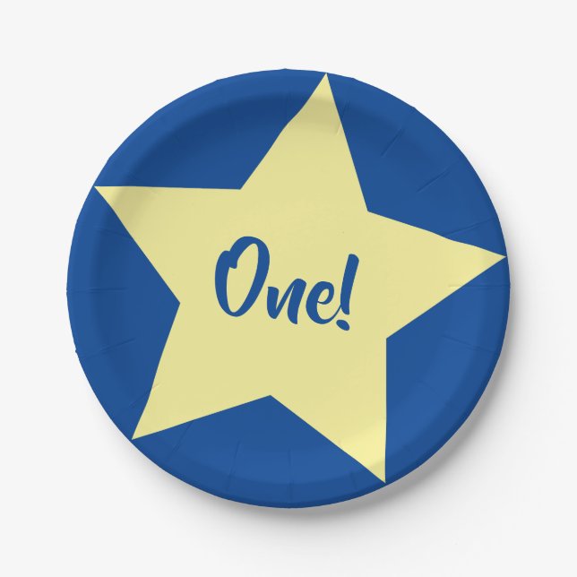 Star Cute Kid's Birthday Party Space Paper Plates (Front)