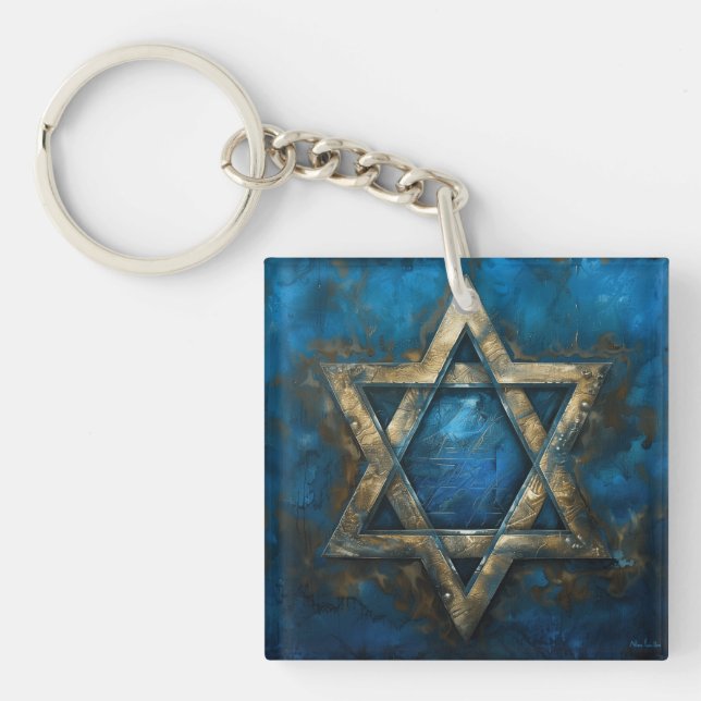 Star David Digital Art Keychain (Front)