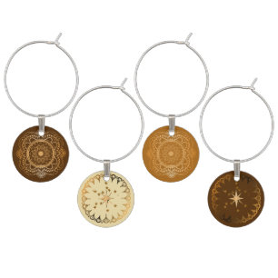 Star Design Brown Cream Wine Rings Charm