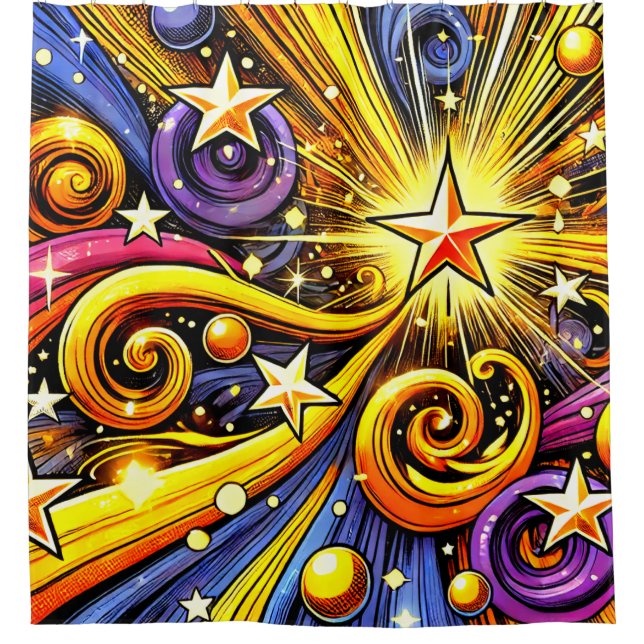 Star Design Shower Curtain (Front)
