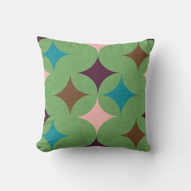 Star Diamond Mid Century Pattern Throw Pillow (Front)