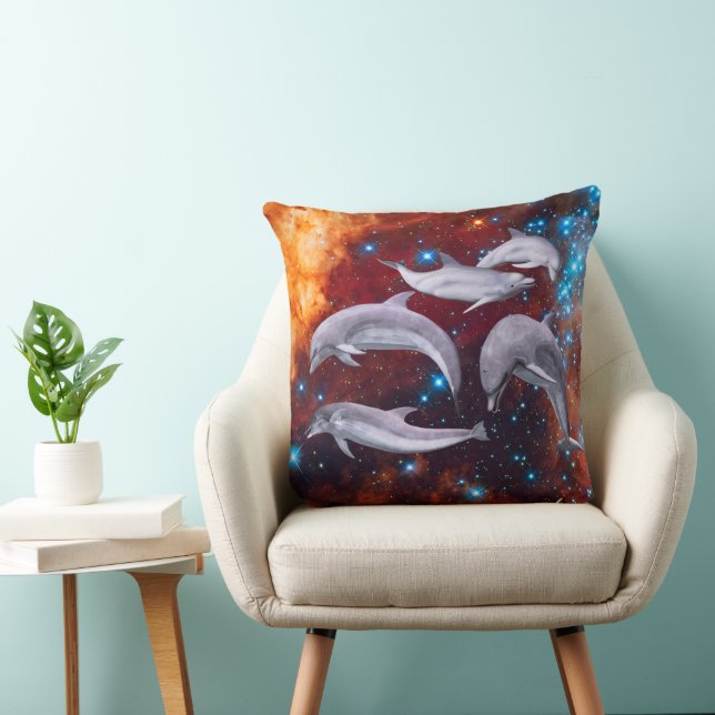 Star Dolphins Throw Pillow (Chair)