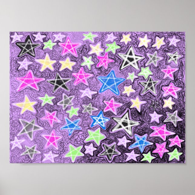 Star Doodle Sketch Art Poster (Front)
