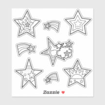 Star Doodles Custom-Cut Vinyl Coloring Stickers