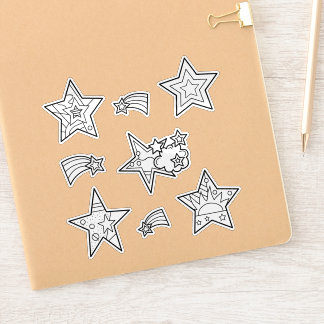Star Doodles Custom-Cut Vinyl Coloring Stickers