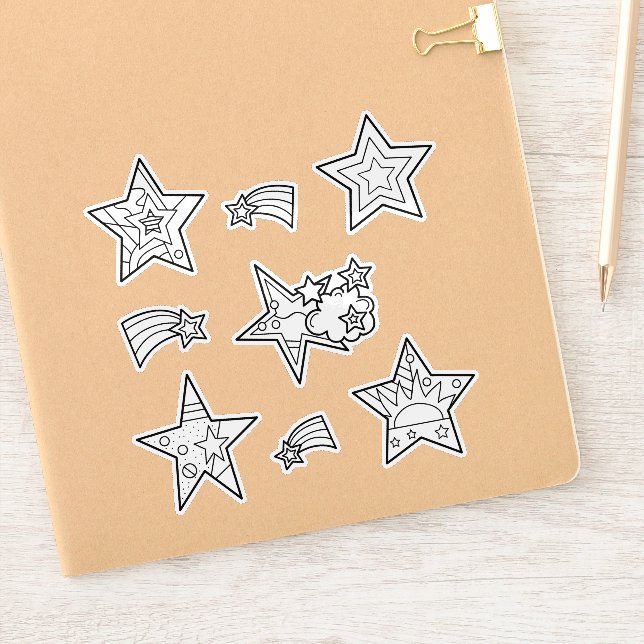 Star Doodles Custom-Cut Vinyl Coloring Stickers (Notebook)