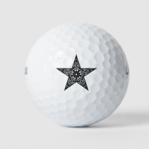 Star drawing, vintage illustration. golf balls