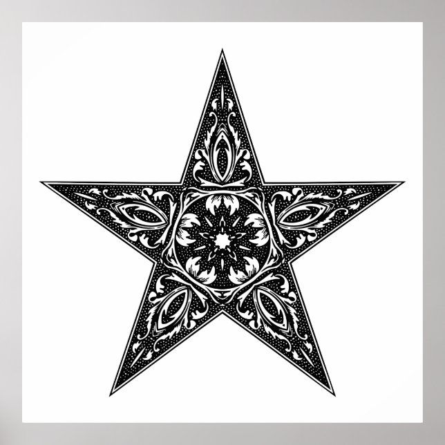 Star drawing, vintage illustration Poster (Front)