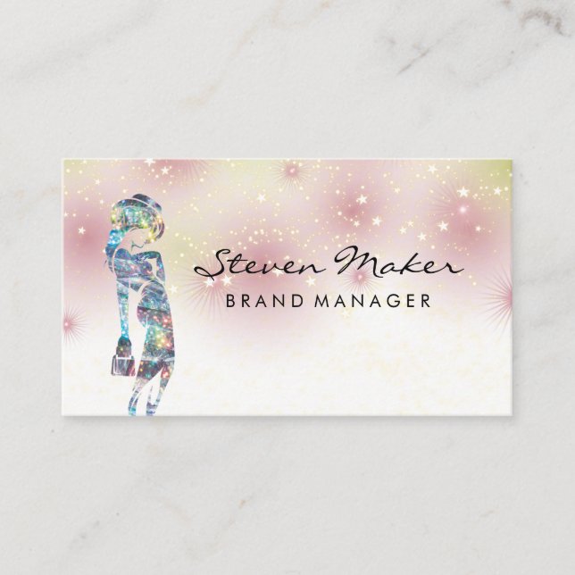 Star Dust Background | Fashion Model Logo Business Card (Front)