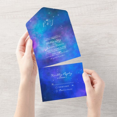 Star dust Nebula  All in One Wedding Invitation