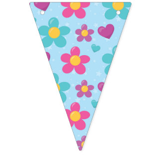 Star-Dusted Blooms Bunting Flags