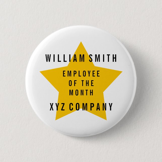 Star Employee of the Month Name | Company Pinback Button (Front)