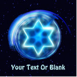 Star Encircled Fractal Statuette<br><div class="desc">A blue and purple-toned fractal image of a Star of David in a circle; superimposed on a starry background. Add your own text.</div>