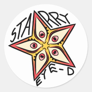 Star Eye Pink Yellow Red Classic Round Sticker by Frasure_Studios at Zazzle
