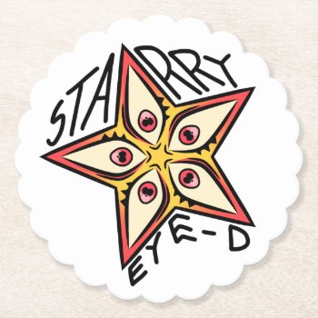 Star Eye Pink Yellow Red Paper Coaster by Frasure_Studios at Zazzle